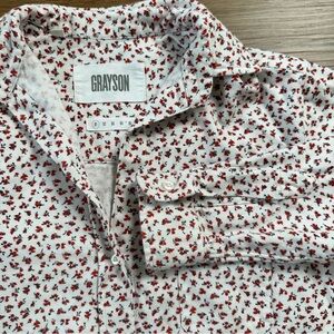 Grayson White Red Dainty Rose Print The Hero Buttoned Down Flannel Shirt SZ 1 XS